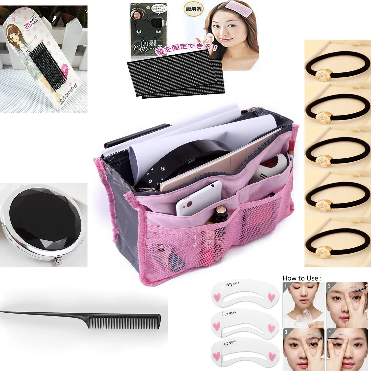 2 Pack Travel Insert Handbag Purse Large Liner Organizer Tidy Bags