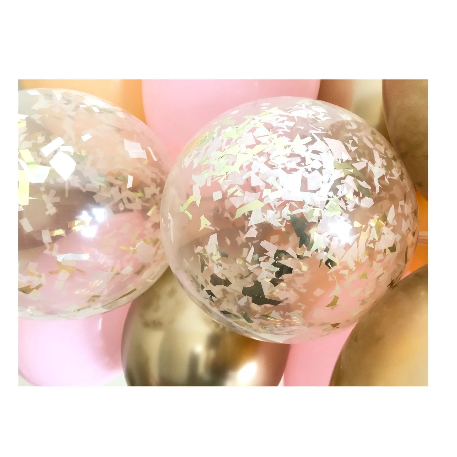Blush Pink and Gold Latex Balloon Bouquet | Hand Cut Confetti