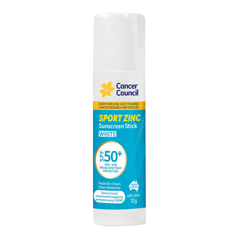 Cancer Council Sport Zinc White Sunscreen Stick SPF50  12.0g