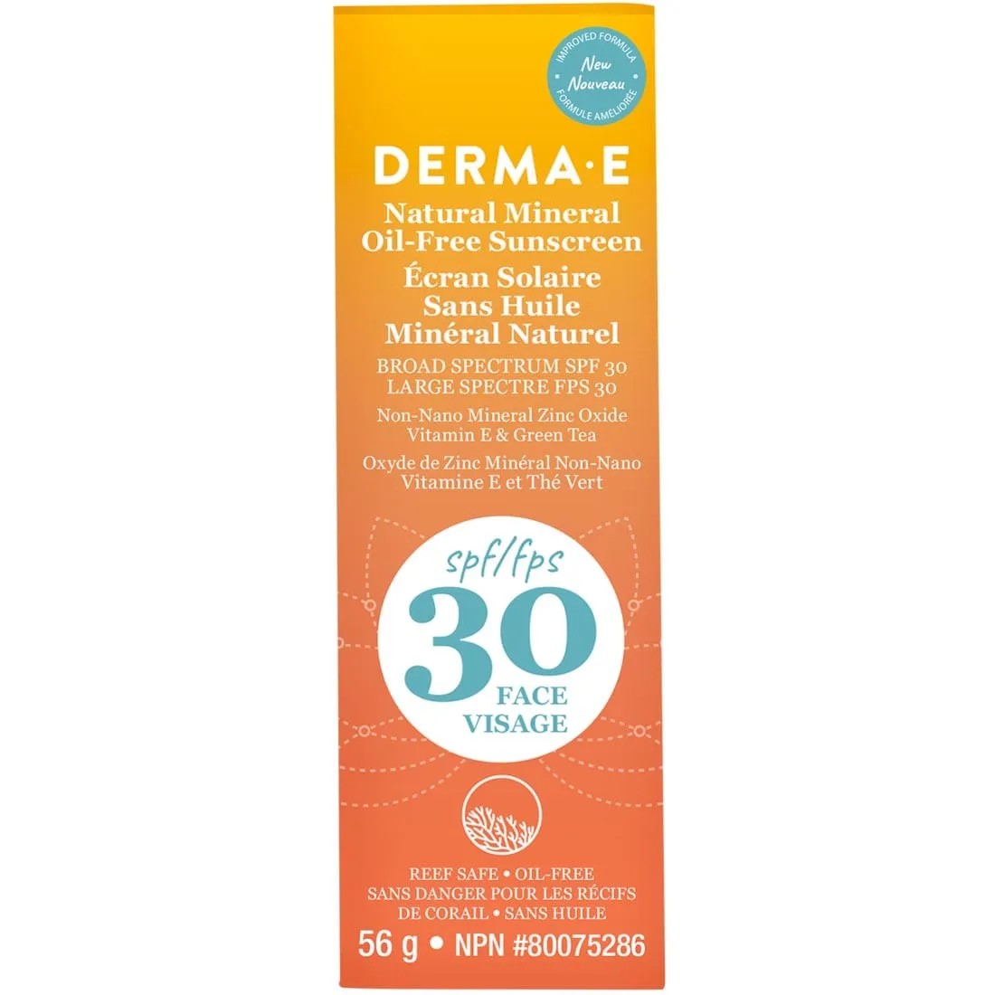 Derma E Natural Mineral Sunscreen SPF 30, Oil-Free Face Lotion, 56g