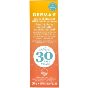 Derma E Natural Mineral Sunscreen SPF 30, Oil-Free Face Lotion, 56g