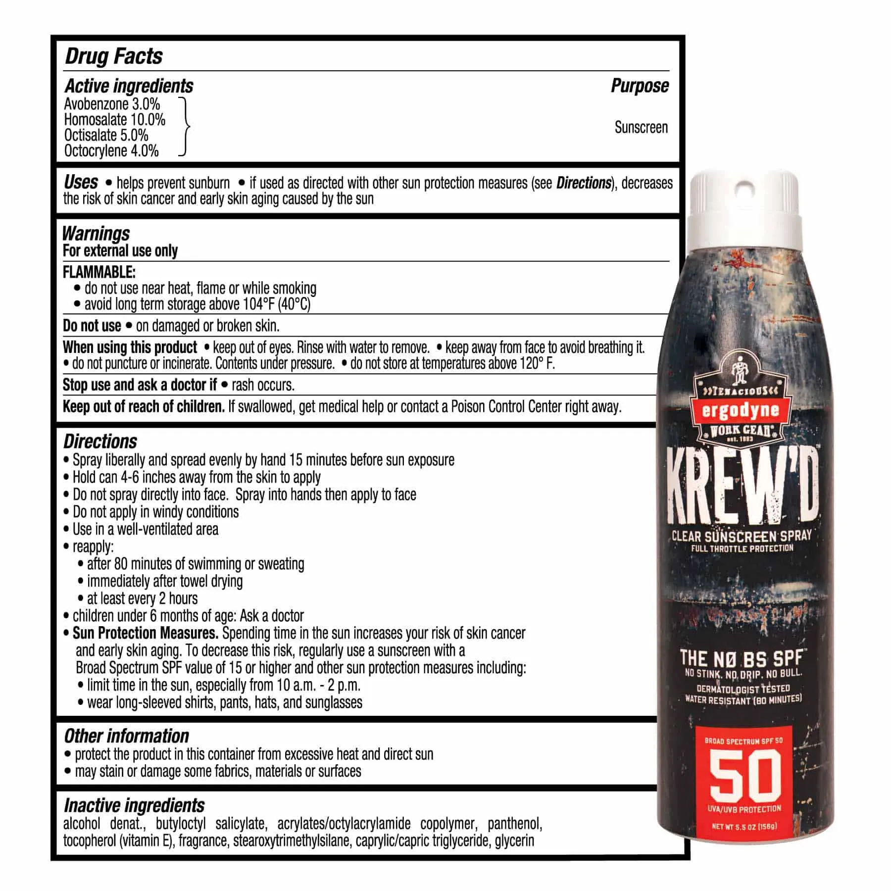 Ergodyne 16639 6353 12-pack SPF 50 5.5oz - SPF 50 Sunscreen Spray