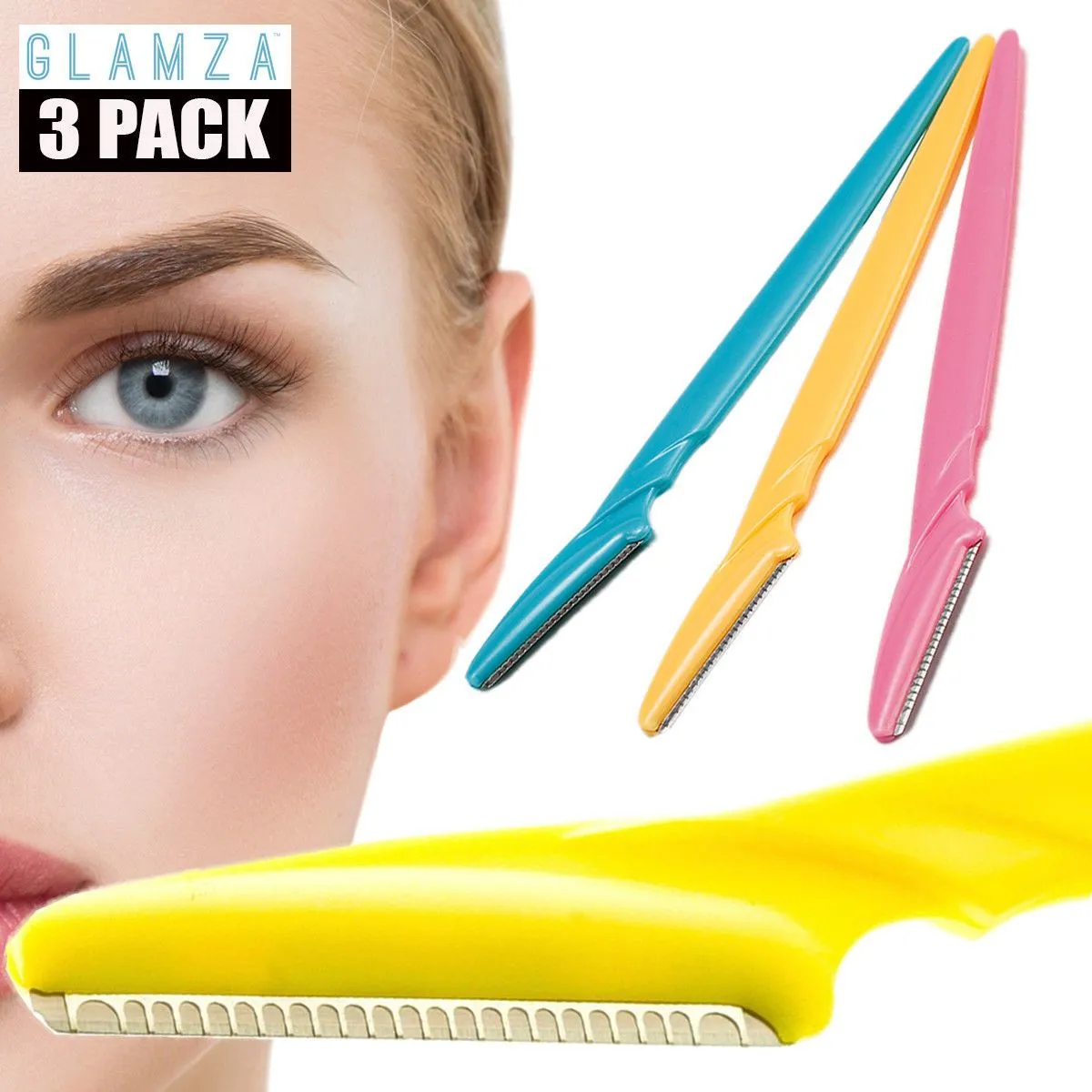 Glamza No Flick Eyebrow &amp; Dermaplaning Razors – 3 Pack with Free UK Delivery!