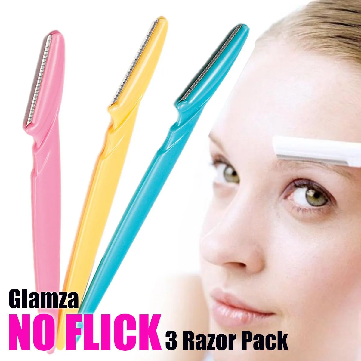 Glamza No Flick Eyebrow &amp; Dermaplaning Razors – 3 Pack with Free UK Delivery!
