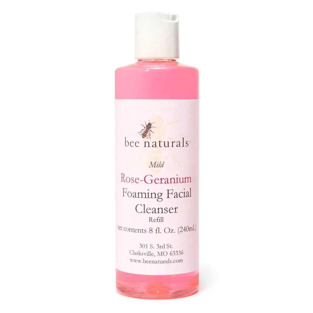 Mild Rose Geranium Foaming Facial Cleanser – Hydrating, Gentle Formula with Natural Surfactants, Honey & Glycerin, Ideal for All Skin Types, 8 fl oz