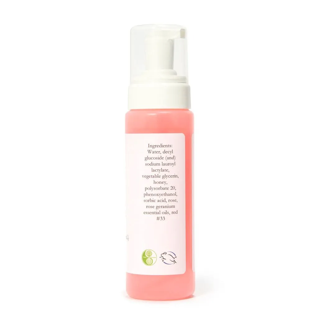Mild Rose Geranium Foaming Facial Cleanser – Hydrating, Gentle Formula with Natural Surfactants, Honey & Glycerin, Ideal for All Skin Types, 8 fl oz