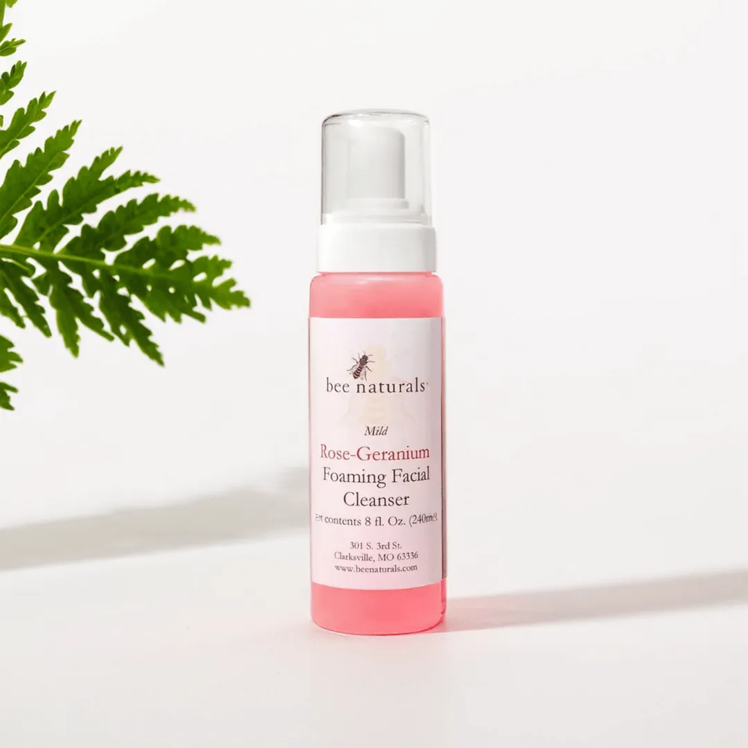 Mild Rose Geranium Foaming Facial Cleanser – Hydrating, Gentle Formula with Natural Surfactants, Honey & Glycerin, Ideal for All Skin Types, 8 fl oz