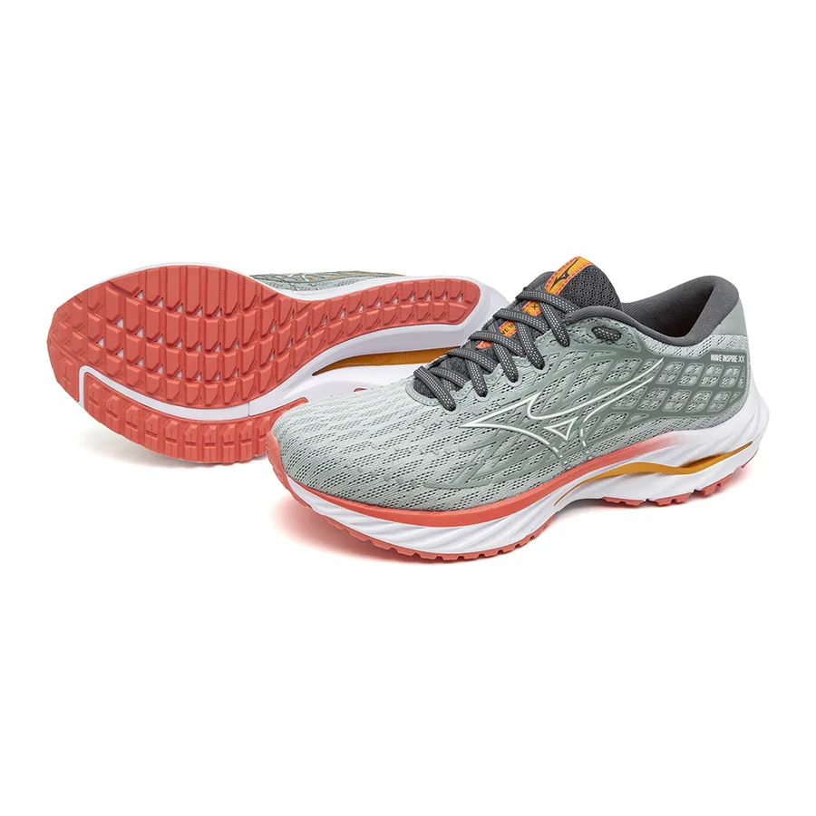 Mizuno Women&#x27;s Wave Inspire 20 Gray Mist/White/Dubarry | Buy Mizuno Women&#x27;s Wave Inspire 20 Gray Mist/White/Dubarry here | Outnorth
