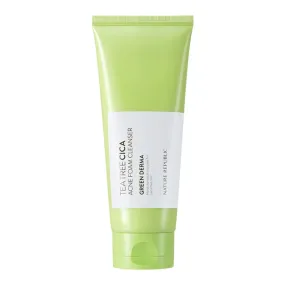 NATURE REPUBLIC Tea Tree Cica Acne Foam Cleanser Green Derma Moisture Soothing Care For Sensitive Skin غسول البشرة الحساسة بالشاي الاخضر والسيكا