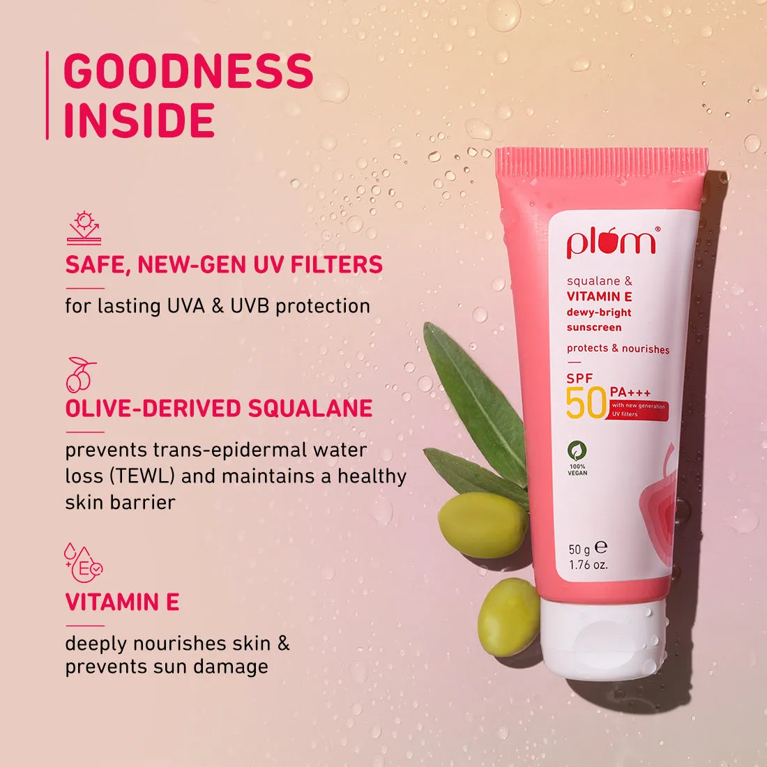 Squalane & Vitamin E SPF 50 PA    Dewy-Bright Sunscreen (Pack of 2)