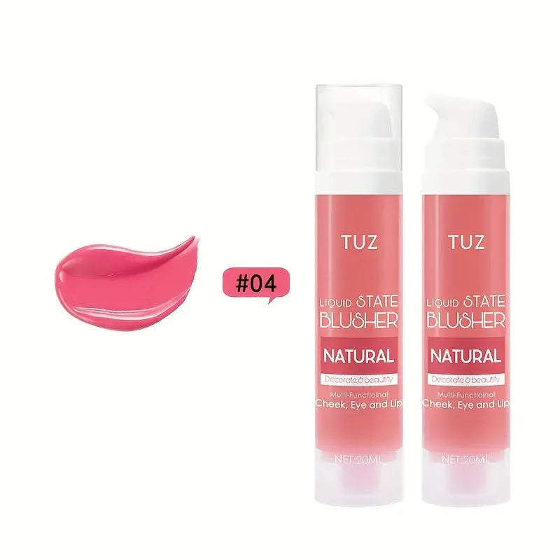 TUZ 3 In 1 Liquid Blush, Multi-functional For Cheeks Eyes And Lip, Waterproof Facial Makeup Blusher For Natural Daily Makeup Look