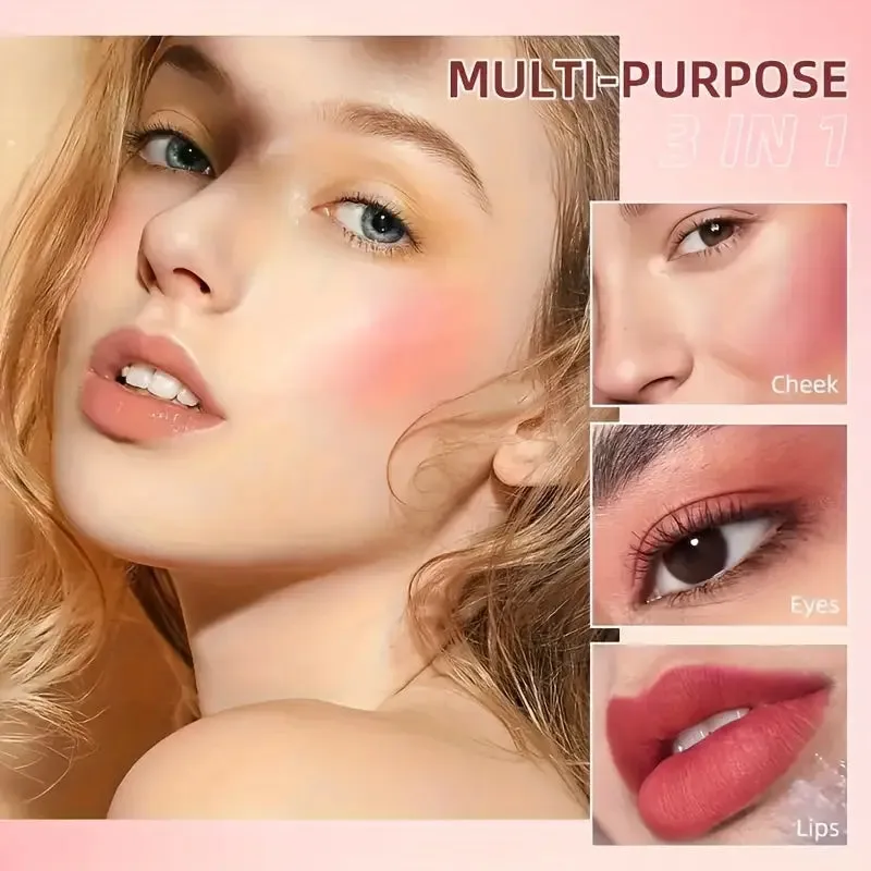 TUZ 3 In 1 Liquid Blush, Multi-functional For Cheeks Eyes And Lip, Waterproof Facial Makeup Blusher For Natural Daily Makeup Look
