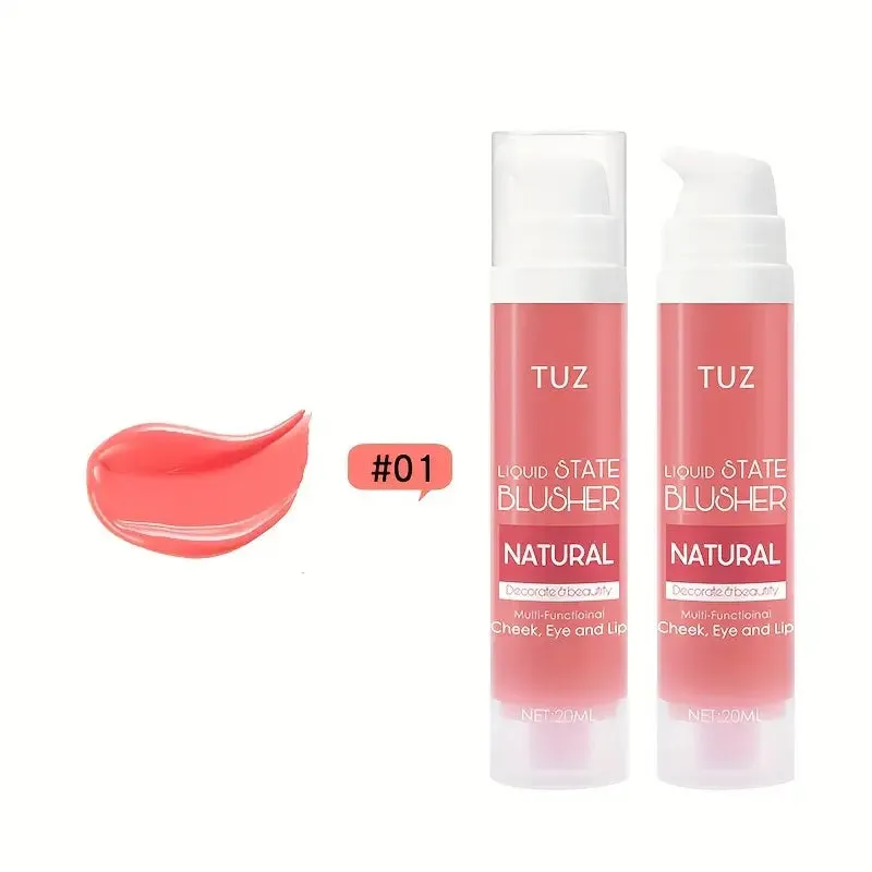 TUZ 3 In 1 Liquid Blush, Multi-functional For Cheeks Eyes And Lip, Waterproof Facial Makeup Blusher For Natural Daily Makeup Look