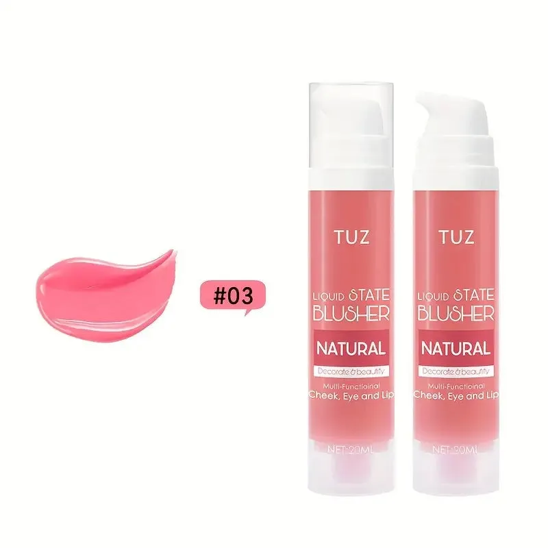 TUZ 3 In 1 Liquid Blush, Multi-functional For Cheeks Eyes And Lip, Waterproof Facial Makeup Blusher For Natural Daily Makeup Look